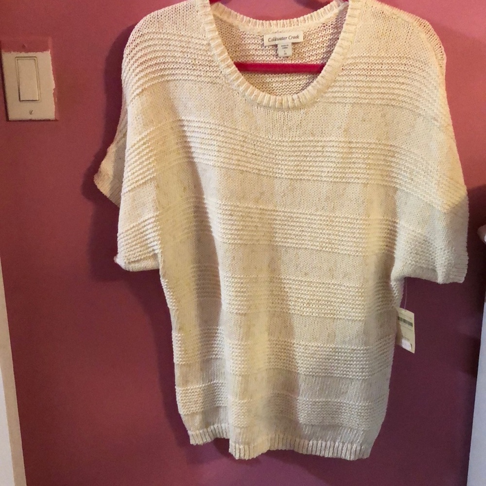 Coldwater creek Cream dolman short sleeve sweater